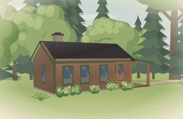 Illustrative exterior of The Lucia Stamper cottage