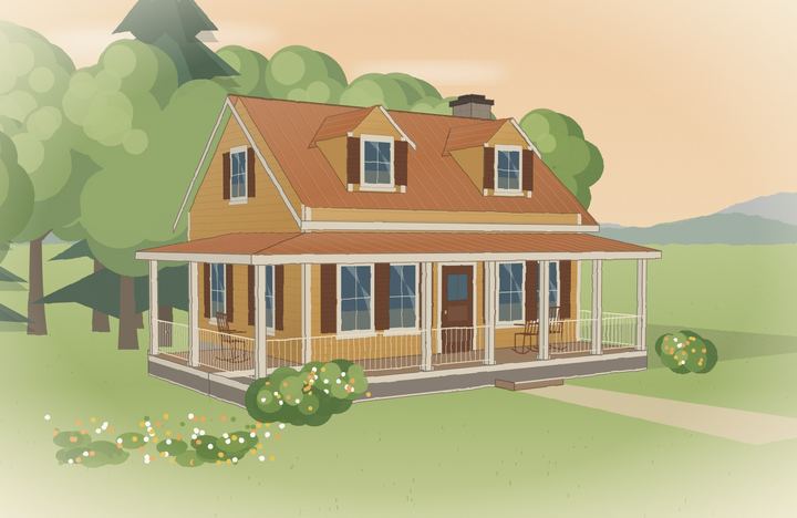 Illustrative exterior of The Momma Jane cottage
